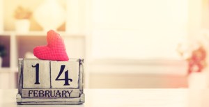 Valentines day theme with wooden block calendar