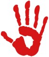 Handabdruck Hand rot