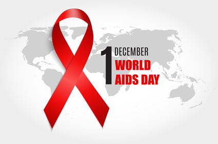 December 1 World AIDS Day Background. Red Ribbon Sign. Vector Illustration